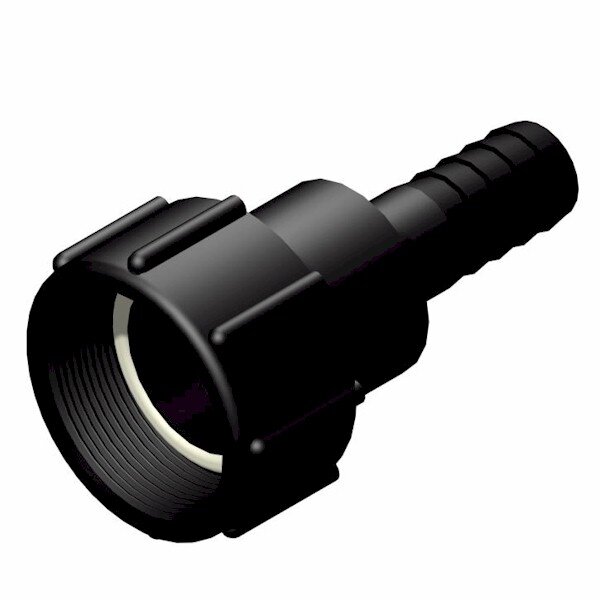 Raccord IBC 2" NPS > 25mm (1") embout cannelé rotative (Polypropylène)