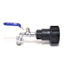 Raccords IBC S60x6 + robinet MT en laiton avec raccord tuyaux (Polypropylène)