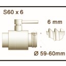 IBC Adapter S60x6 + MT 3/4" Messing Kugelauslaufhahn mit Kupplung (Polypropylen)