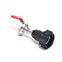 Adapter IBC S60x6 + mosiężny kran kulowy MT 1" z szybkozłączem (polipropylen)