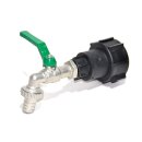 IBC Adapter S60x6 + RIV Brass Ball faucet 3/4" with hose tail (Polypropylen)