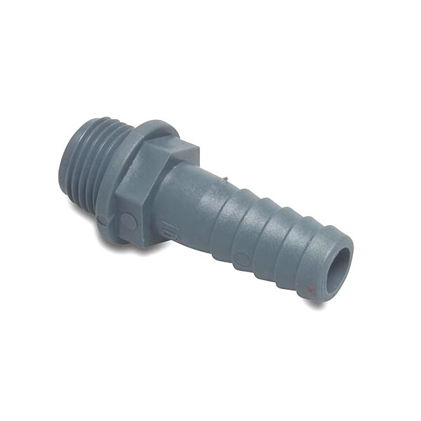 PP- Lige slangemundstykker 30mm x 1" M - Grå