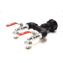 IBC Adapters S60x6 + 2x MT Brass Ball faucets with quick connector (Polypropylen)