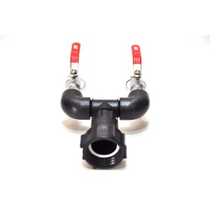 Adaptér IBC S60x6 + 2x 3/4" MT mosazné kulové kohoutky s rychlospojkou (polypropylen)