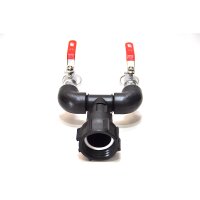 Adaptér IBC S60x6 + 2x 1" MT mosazné kulové kohoutky s rychlospojkou (polypropylen)