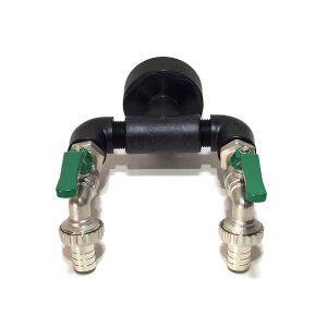 Adattatore IBC S60x6 + 2x rubinetti a sfera in ottone RIV da 1" con tubo flessibile (polipropilene)