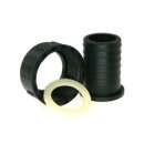 PP- Straight Hose Nozzles x Swivel ring nut 25mm x 1"1/4 F - Black