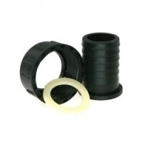 PP- Dysze z wężem prostym x Obrotowa nakrętka pierścieniowa 32mm x 1"1/4 F - Czarny