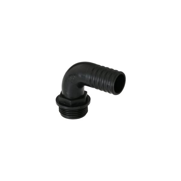 PP- letkusuuttimet 90° x ulkokierre Ø 25mm x 3/4" M - musta