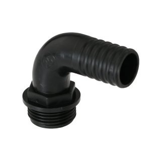 PP- Hose Nozzles 90° x Male thread Ø 32mm x 1"1/4 M - Black