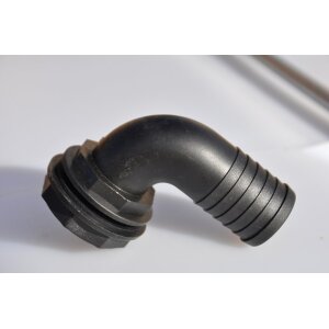 Zwarte PP overloop 90° - 1"1/4 x 32mm