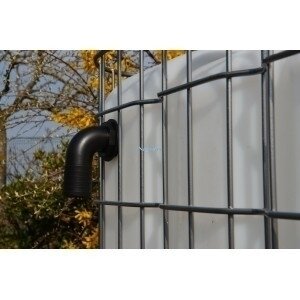 Zwarte PP overloop 90° - 1"1/4 x 32mm