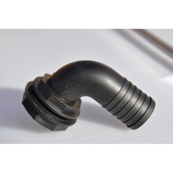 Zwarte PP overloop 90° - 1"1/4 x 40mm