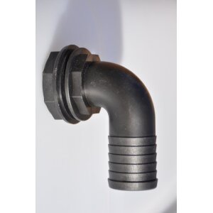 Zwarte PP overloop 90° - 1"1/4 x 40mm