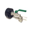 IBC Adapter 2"1/8 BSP + RIV 3/8" Brass Ball faucet with Hose tail (Polypropylen)