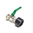 IBC Adapter 2"1/8 BSP + RIV 1"1/4 Brass Ball faucet with Hose tail (Polypropylen)
