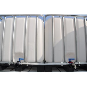 Juego para acoplar 2 contenedores IBC con adaptadores S60x6 (PP) con 1 válvula de drenaje