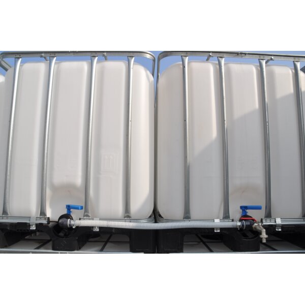 Set complet pour coupler 3 cuves IBC avec raccords S60x6 (PE-HD) + 1 robinet de vidange