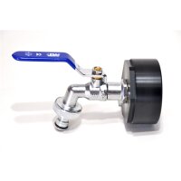 IBC-adapterit S60x6 + sininen MT messinkinen pallohana pikaliittimellä (PE-HD)