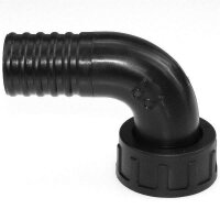 PP- 90° slangemundstykker x drejelig ringmøtrik Ø 20mm x 3/4" F - Sort