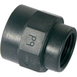 PP- Reducing socket with 2x Female thread - Black
