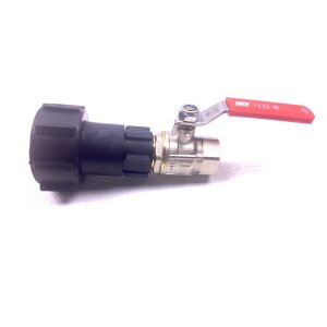 IBC Adapter S60x6 + Mässing Kulventil 3/4" invändig gänga (Polypropylen)