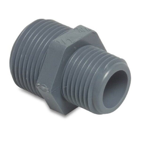 Złączka redukcyjna PP 1"1/2 M x 1" M - szara