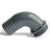PP- Slangmunstycken 90° med utvändig gänga - Grå
