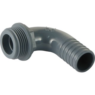 PP- Hose Nozzles 90° x Male thread Ø 30mm x 1"1/4 M - Grey
