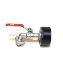 Raccord IBC S75x6 + robinet 1" MT en laiton avec raccord tuyaux (PE-HD)