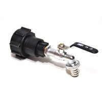 Adaptadores IBC S60x6 + MT Torneira de esfera de latão com cauda de mangueira (polipropileno)