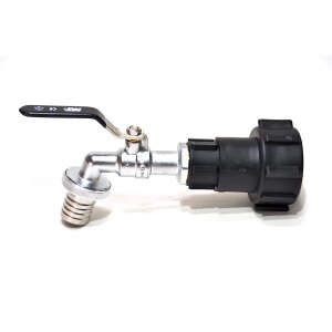 Adaptador IBC S60x6 + torneira de esfera de latão MT 1" com cauda de mangueira (polipropileno)