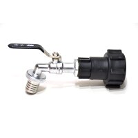 Adaptador IBC S60x6 + torneira de esfera de latão MT 1" com cauda de mangueira (polipropileno)