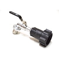 Adaptador IBC S60x6 + torneira de esfera de latão MT 1" com cauda de mangueira (polipropileno)