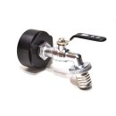 IBC Adapter 2"1/8 BSP + MT 1" Brass Ball faucet with hose tail (PE-HD)