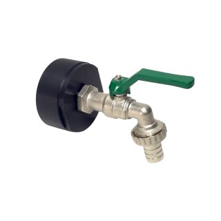 IBC Adapters 2" BSP + RIV Brass Ball faucet with Hose tail (Polypropylen)