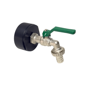Adattatore IBC 2" BSP + rubinetto a sfera in ottone RIV 3/8" con tubo flessibile (polipropilene)