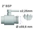 Raccord IBC 2" BSP + robinet en laiton 1/2" RIV (PE-HD)