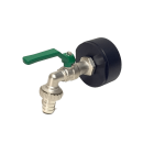 IBC Adapter 2" BSP + RIV 1" Brass Ball faucet with Hose tail (Polypropylen)