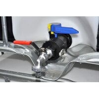 Raccord Camlock 1" + robinet MT en laiton avec raccord tuyaux (Polypropylène)