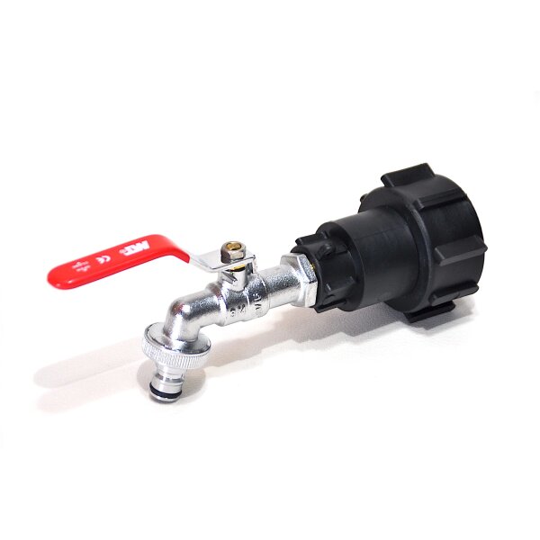 IBC Adapter S60x6 + MT 1/2" Brass Ball faucet with quick connector (Polypropylen)