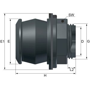 Push-In Tankdurchführung Tankverschraubung x 1"1/4 BSP Aussengewinde - Schwarz