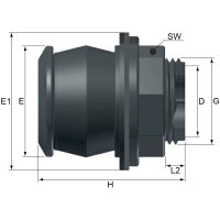 Push-in tank lead-through Tank screw connection x 2" BSP external thread - Black