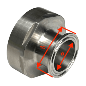 IBC Adapter S100x8 > Tri-Clamp DN40 (TC 50.5mm x Ø 38mm) (RVS)