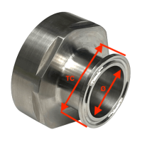 IBC Adapter S100x8 > Tri-Clamp DN40 (TC 50.5mm x Ø 38mm) (RVS)