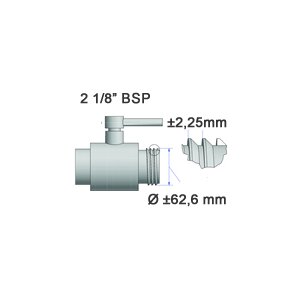 IBC προσαρμογέας 2"1/8 BSP > Tri-Clamp DN40 (TC 50.5mm x Ø 38mm) (Ανοξείδωτο ατσάλι)