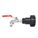 Raccord IBC 2" NPS + robinet MT en laiton 3/4" avec raccord tuyaux (Polypropylène)